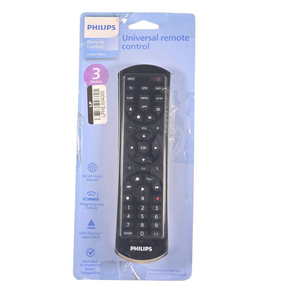 Philips 3-Device Universal Remote Control Audio Video SRP4322B/27 Black OPEN BOX